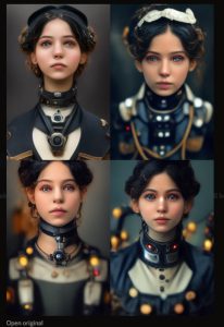 Victorian cyborg girl art using MidJourney