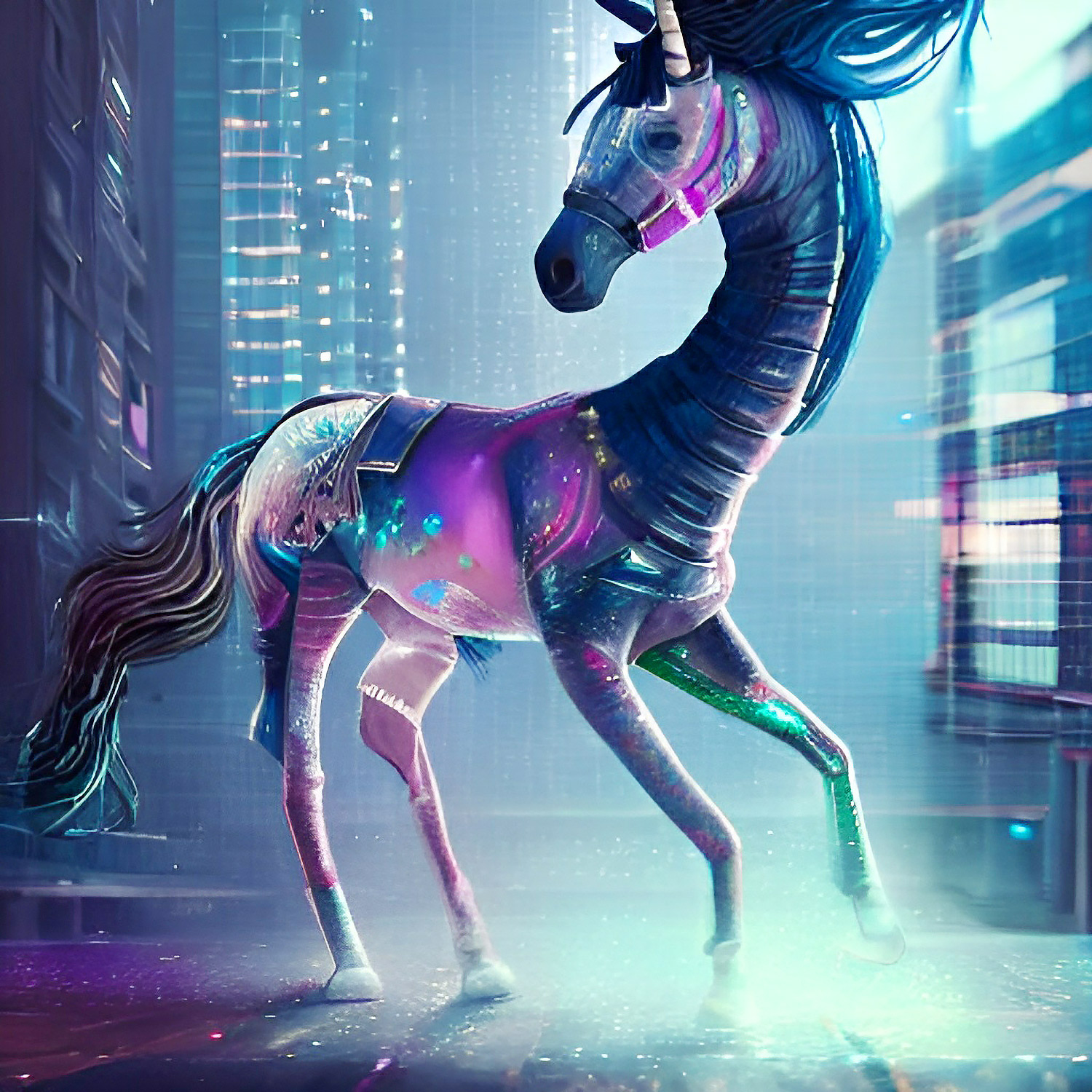 Cyberpunk Unicorn Photos using WONDER AI Art Generator - Kawaii AI