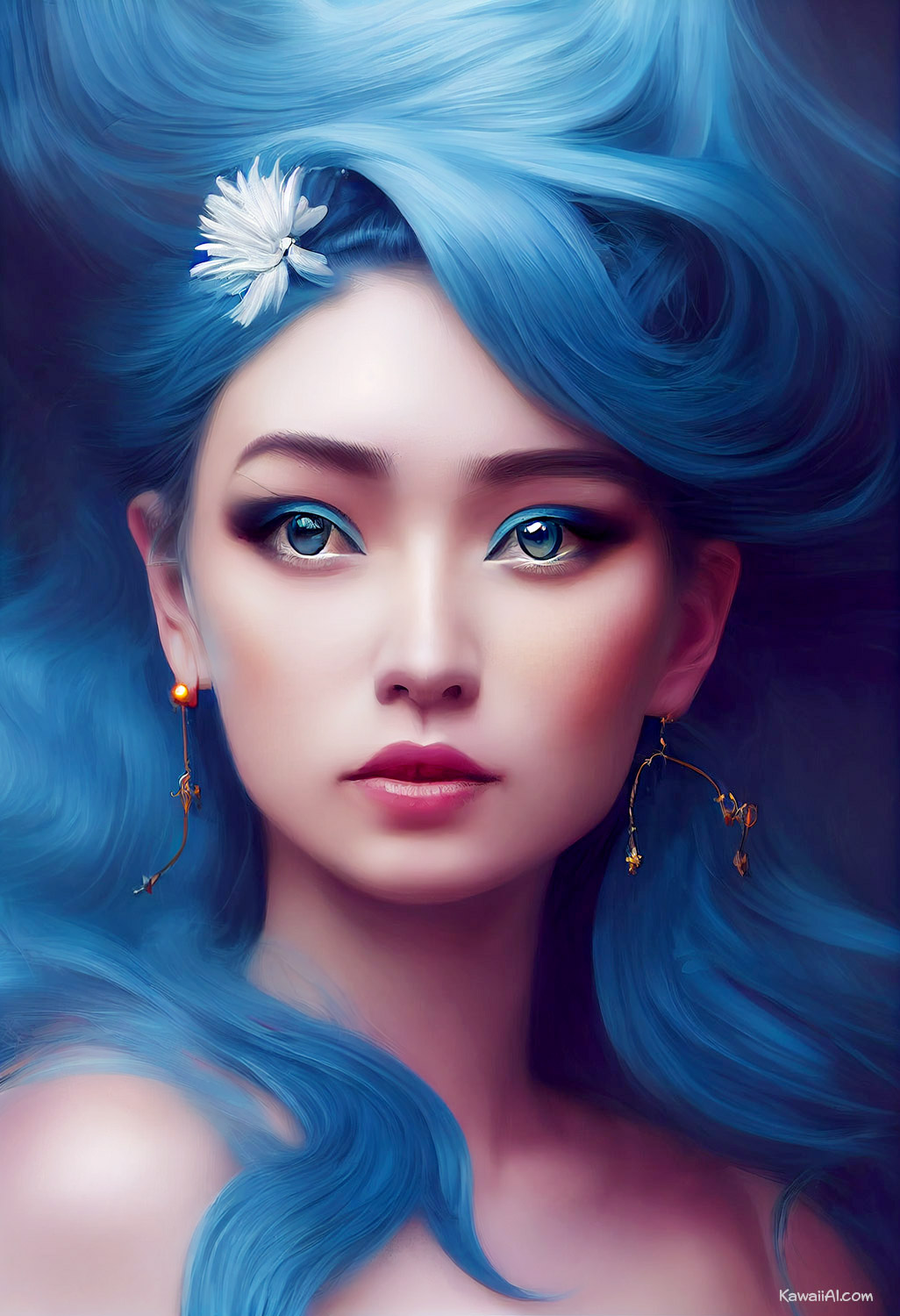Cute Kaiju かわいい怪獣 Using Midjourney Ai Art Kawaii Dreamy Portraits Of Women With Blue Hair Vrogue